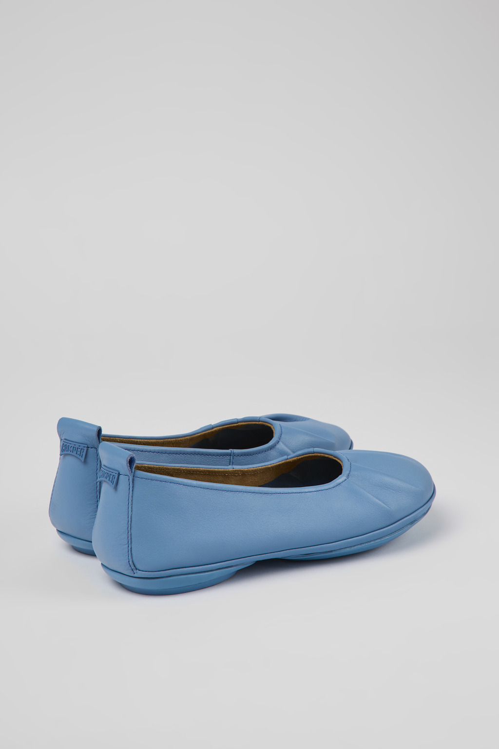 Right Blue leather ballerinas for women - Image 3