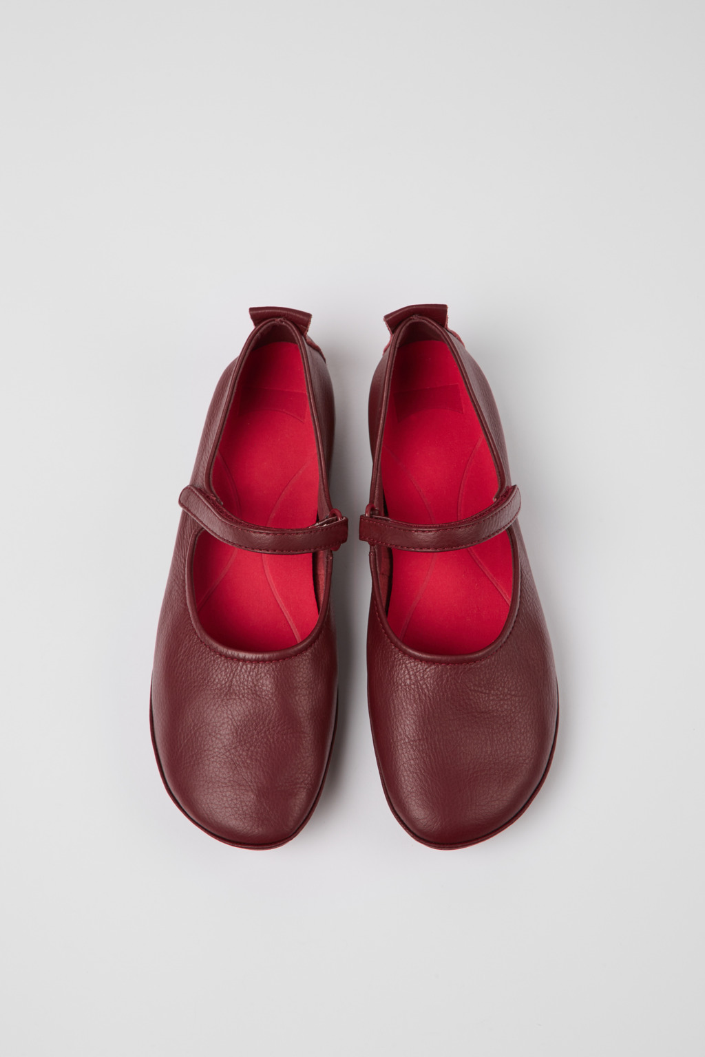 Right Burgundy leather ballerina flats for women - Image 4