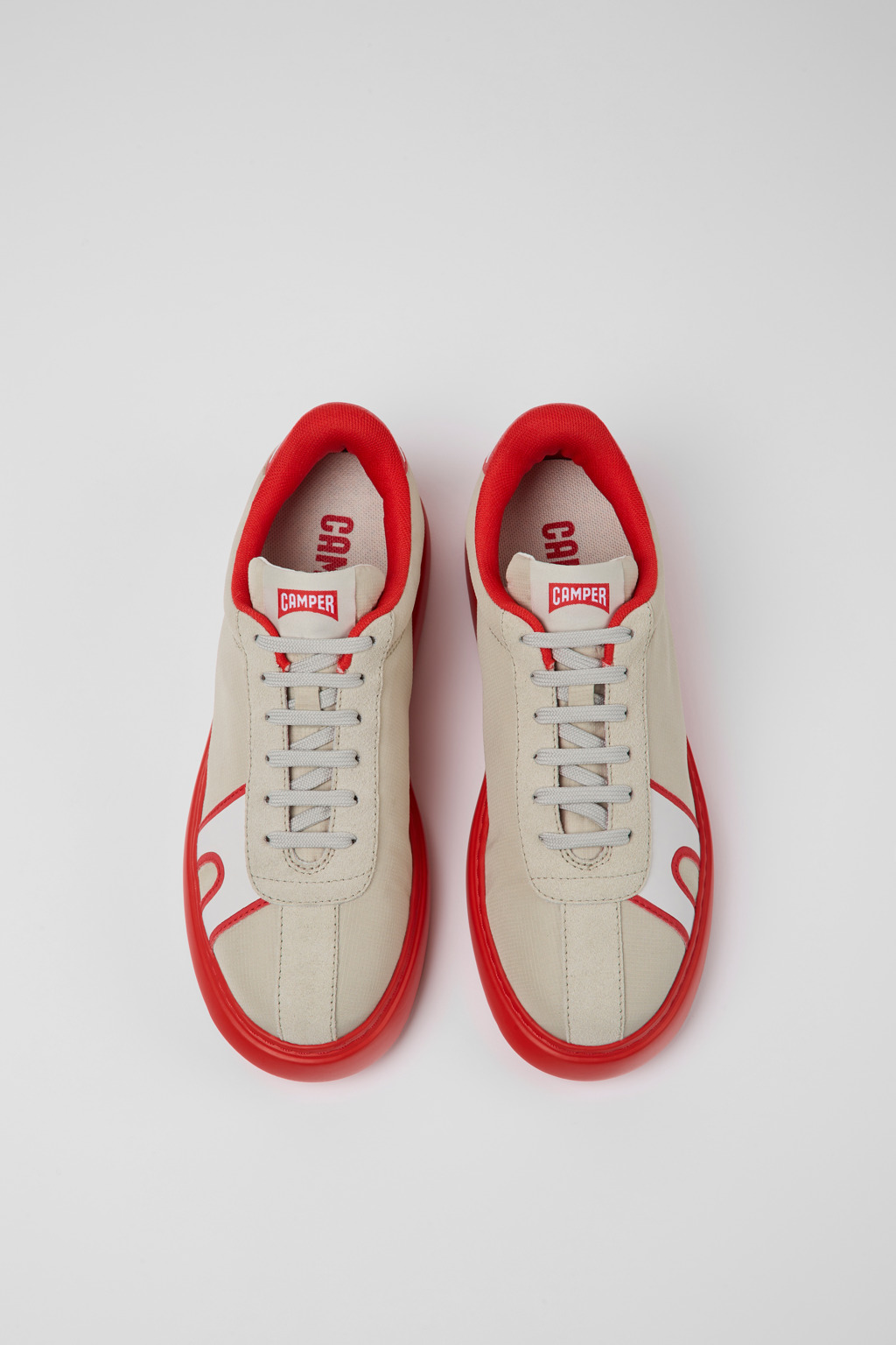 Runner K21 Gray and red textile and nubuck sneakers for women - Image 4
