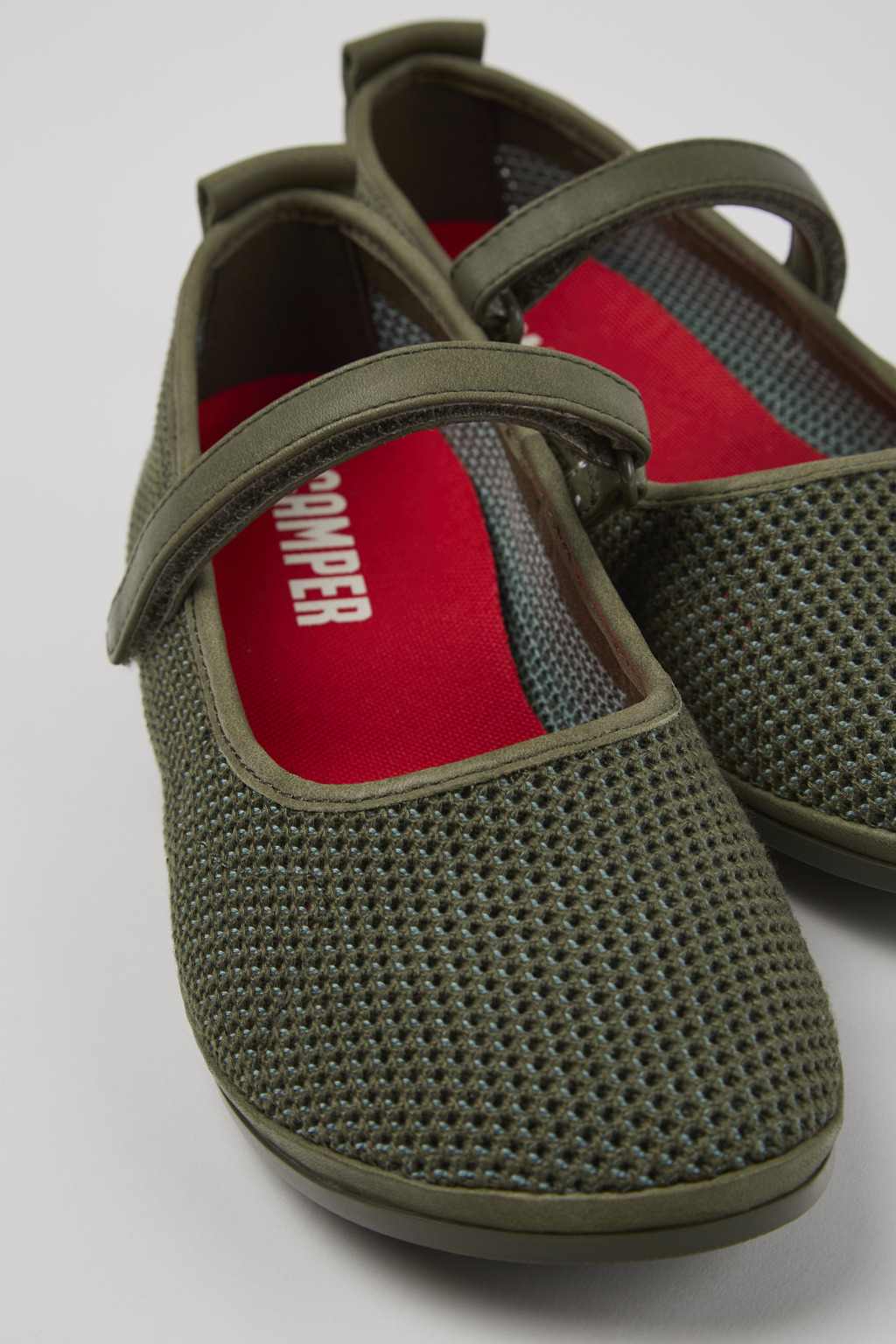 Right Green TENCEL Lyocell and Leather Moccasin Ballerinas for Women.
