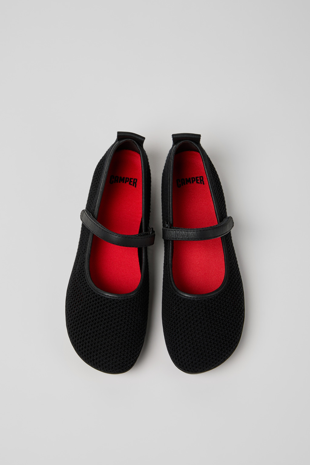 Right Nina Black Tencel Mesh and Leather Ballerinas for Women. - Image 4