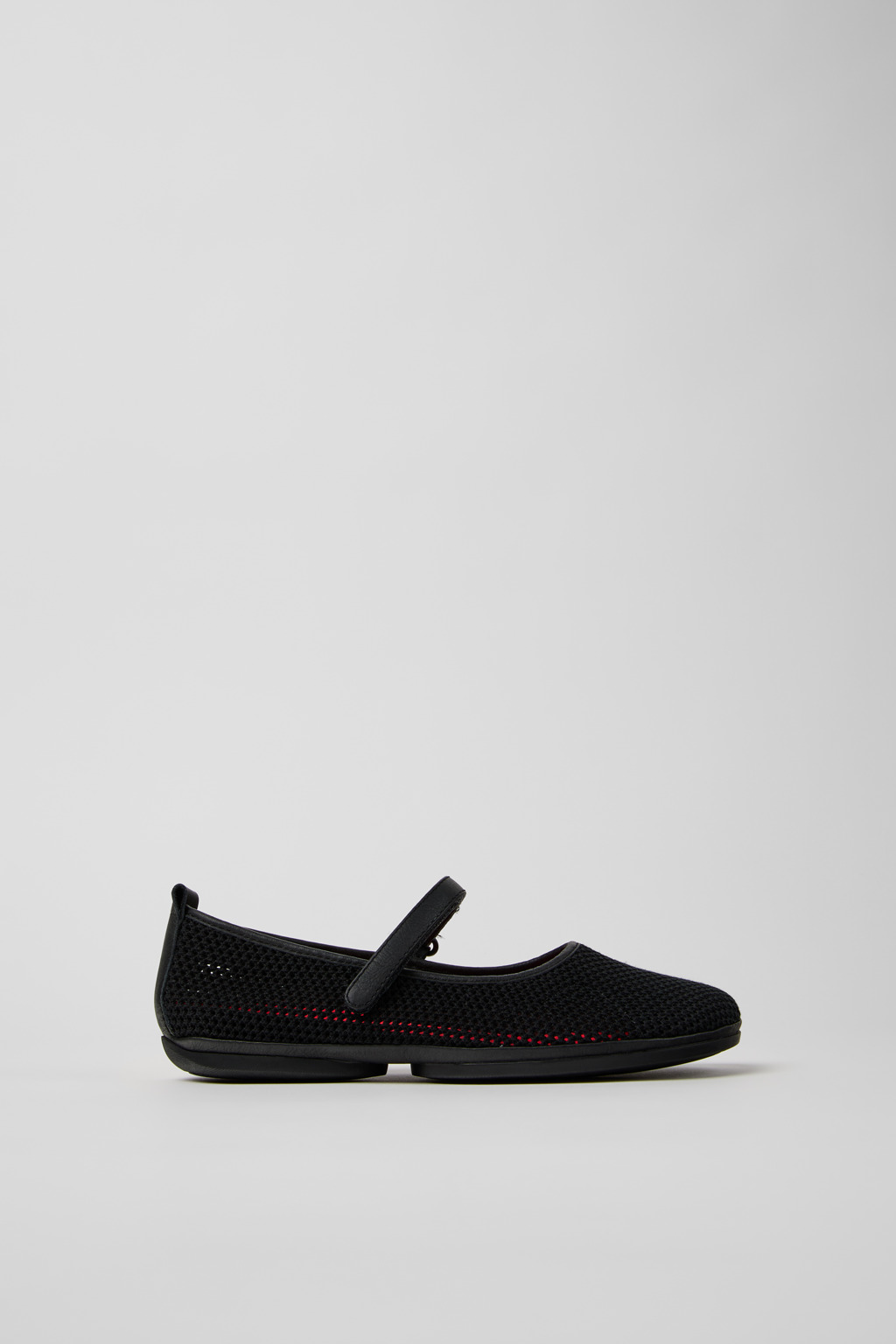 Right Nina Black Tencel Mesh and Leather Ballerinas for Women. - Image 2