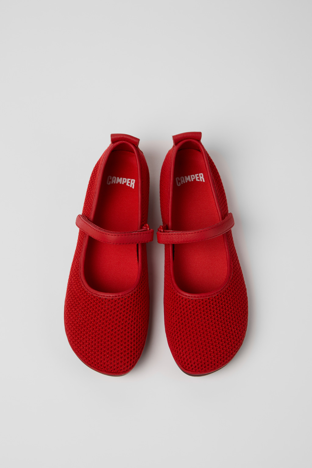 Right Nina Red Tencel Mesh and Leather Ballerinas for Women. - Image 4