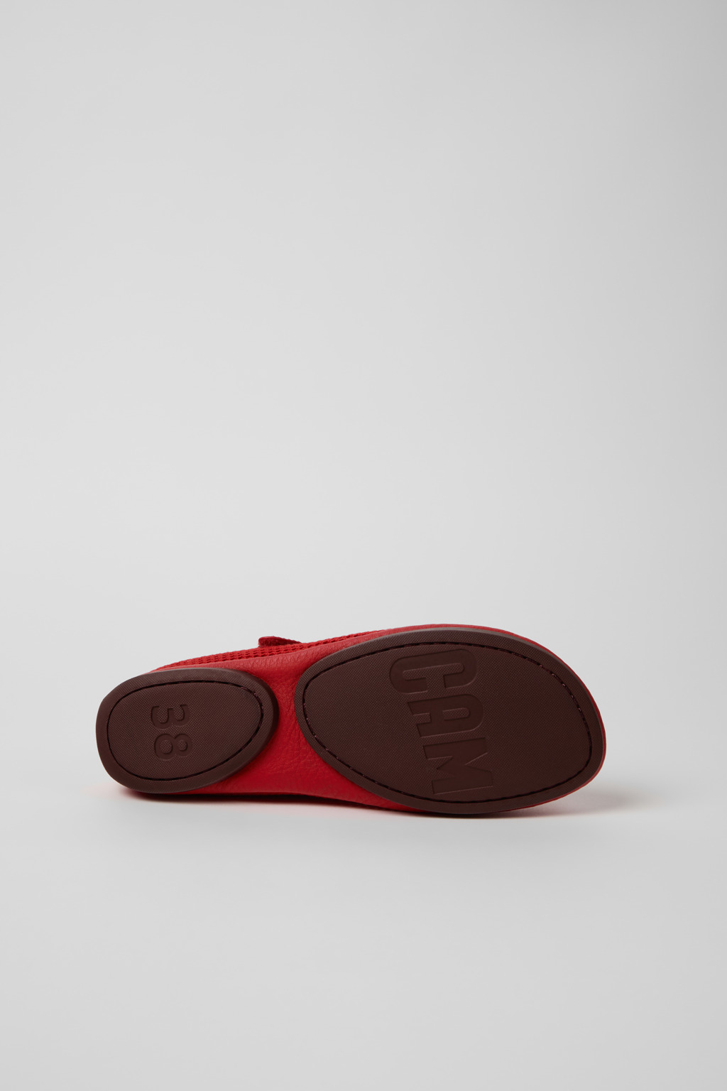 Right Nina Red Tencel Mesh and Leather Ballerinas for Women. - Image 5