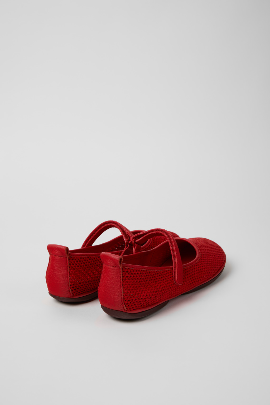 Right Nina Red Tencel Mesh and Leather Ballerinas for Women. - Image 3