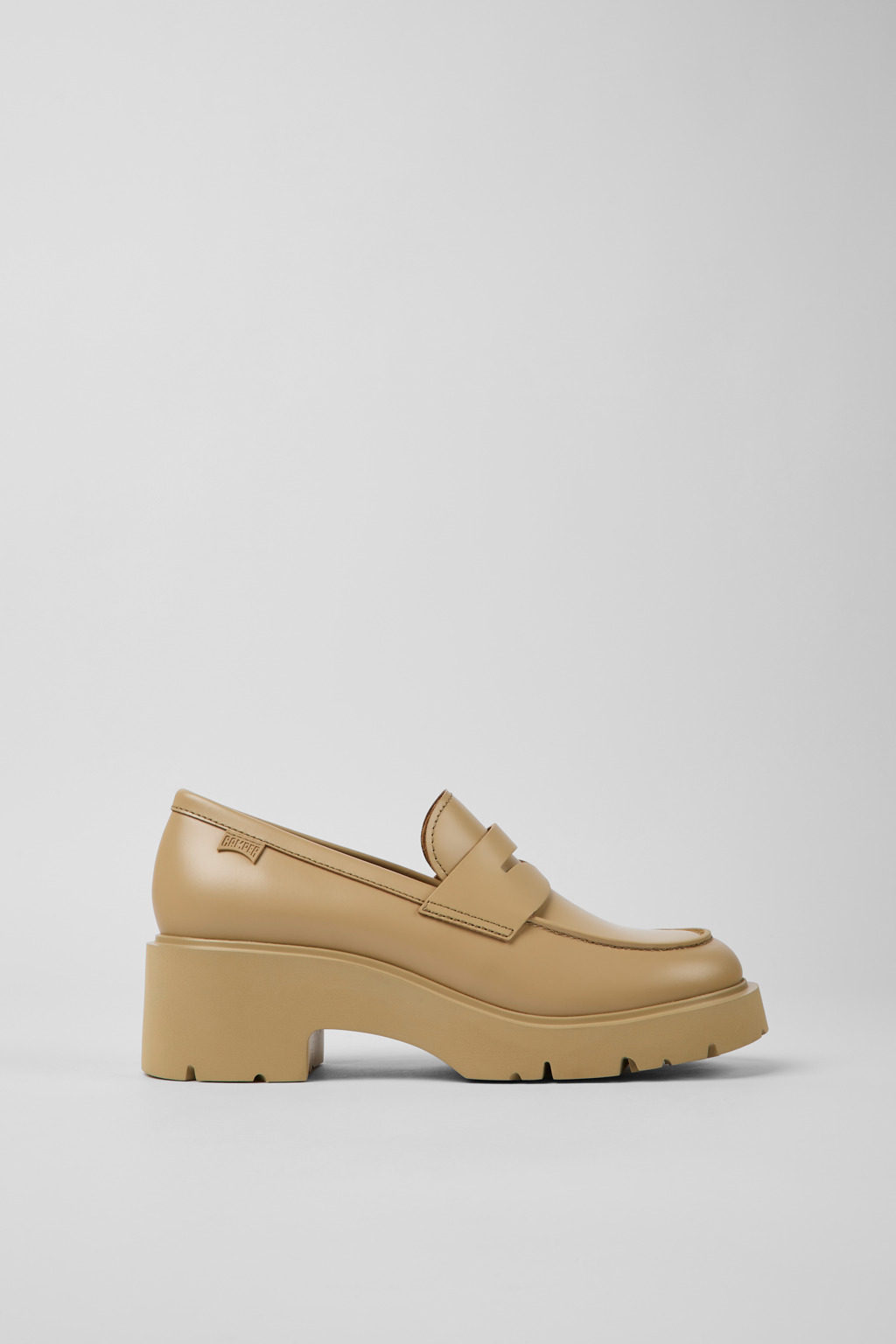 Milah Beige leather loafers for women - Image 2