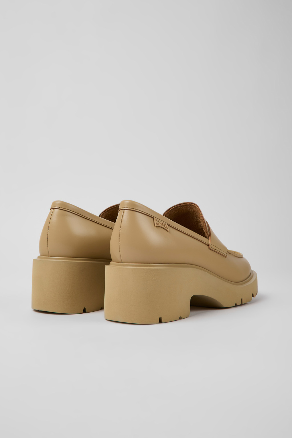 Milah Beige leather loafers for women - Image 3