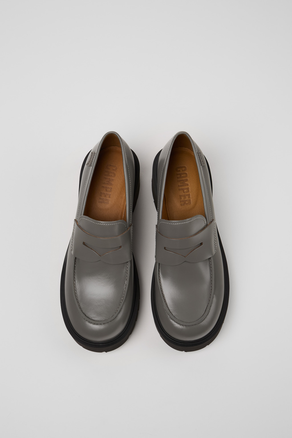 Milah Gray leather loafers for women - Image 4