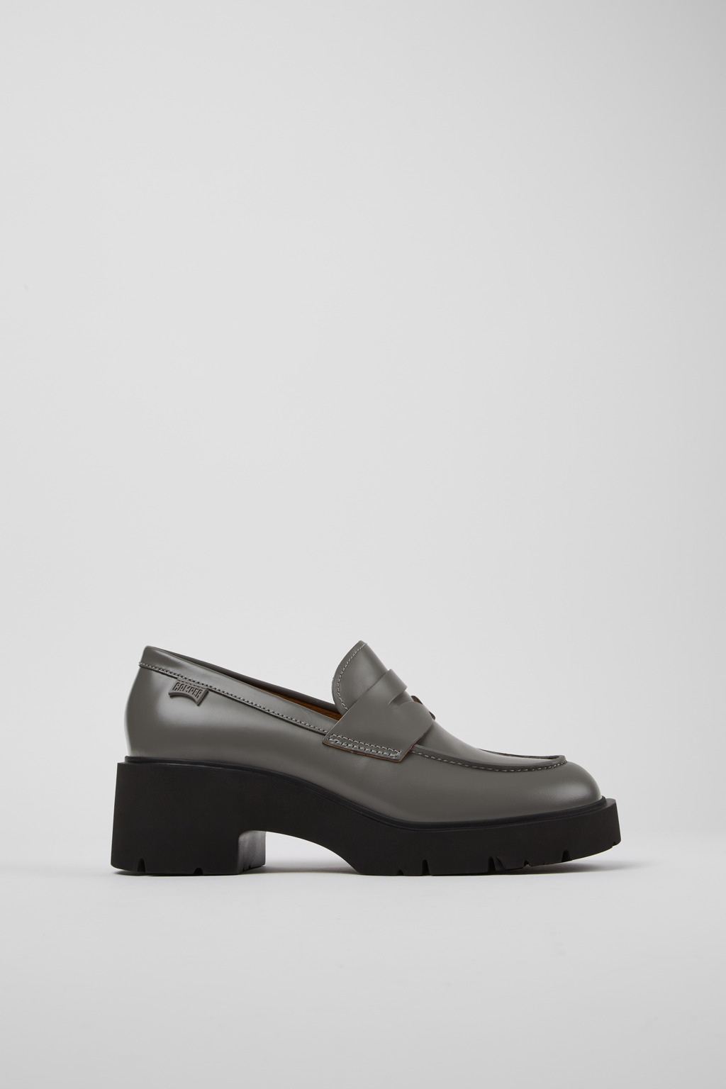 Milah Gray leather loafers for women - Image 2