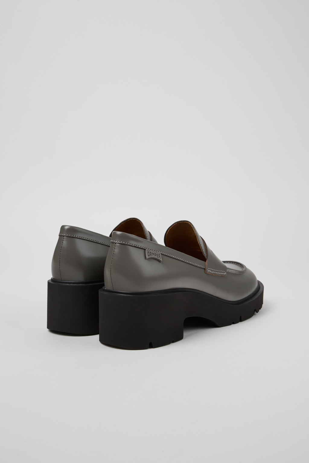 Milah Gray leather loafers for women - Image 3