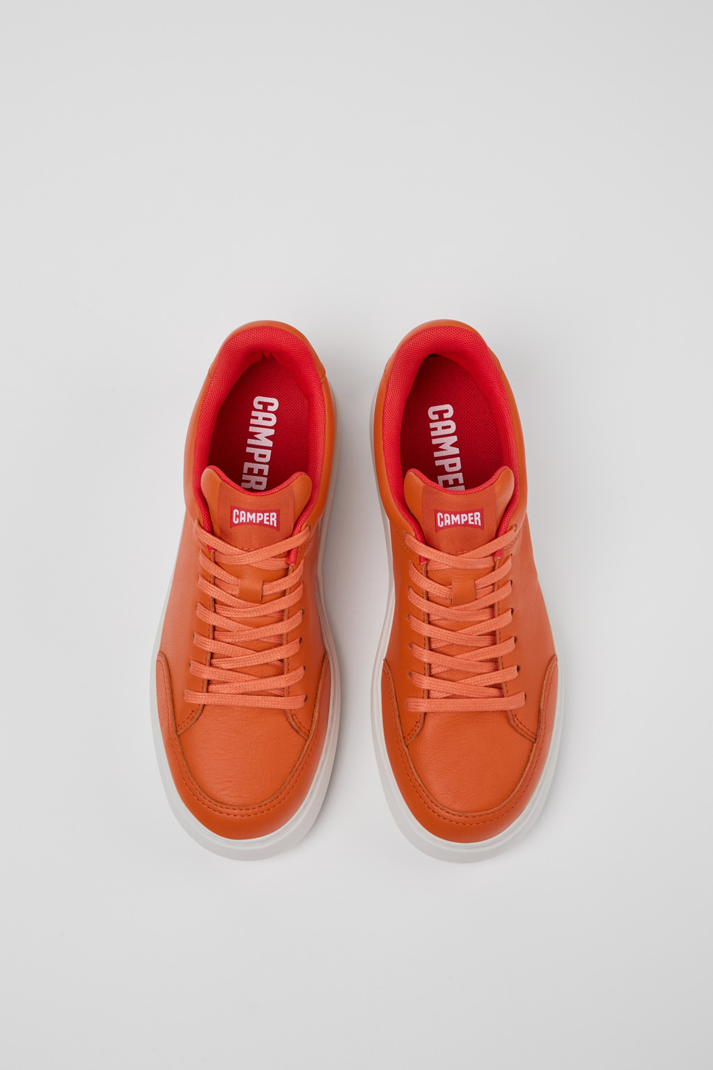Runner K21 Orange leather sneakers for women - Image 4