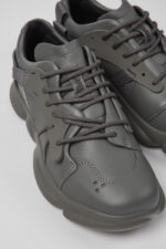 Karst Gray leather and textile sneakers for women