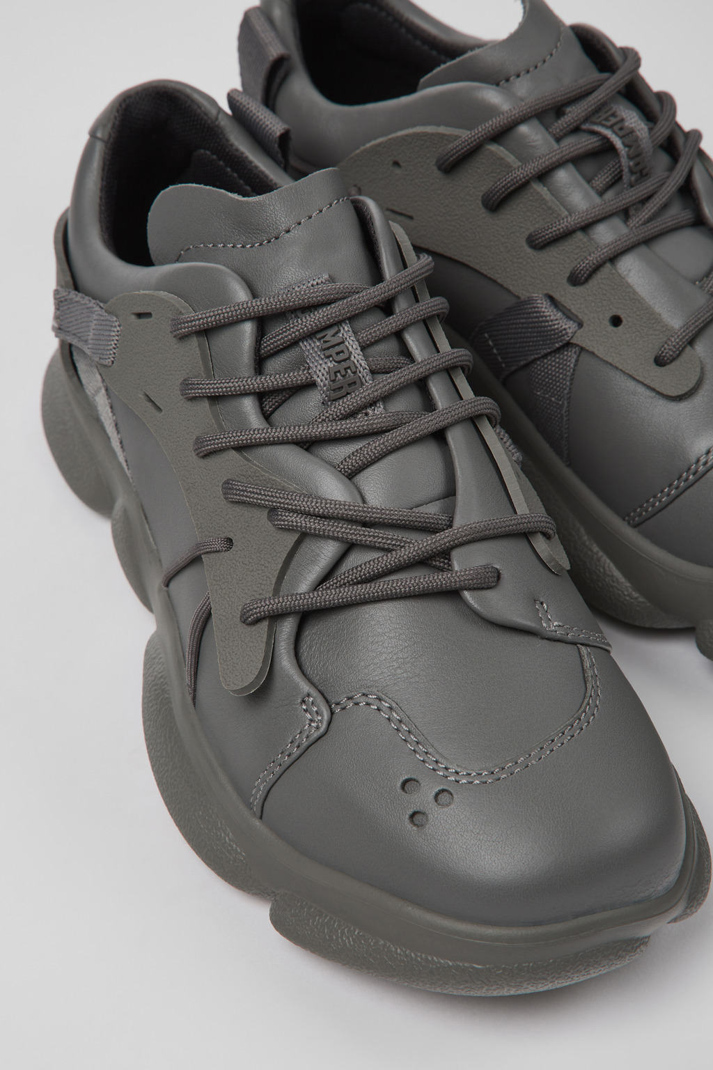 Karst Gray leather and textile sneakers for women