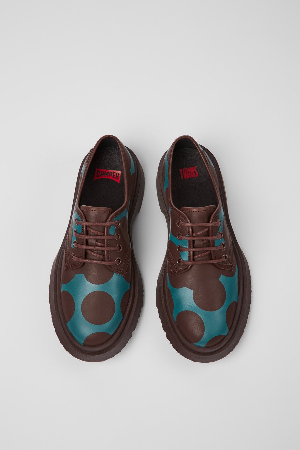Twins Burgundy and blue leather shoes for women - Image 4