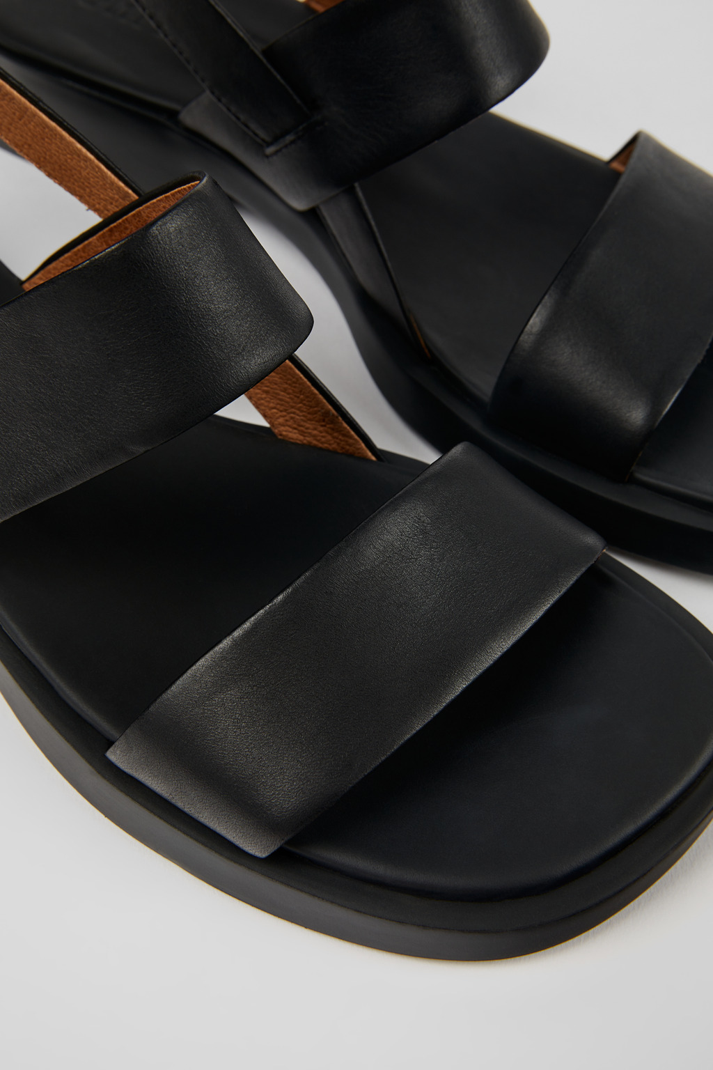 Dana Black Leather Sandals for Women. - Image 6