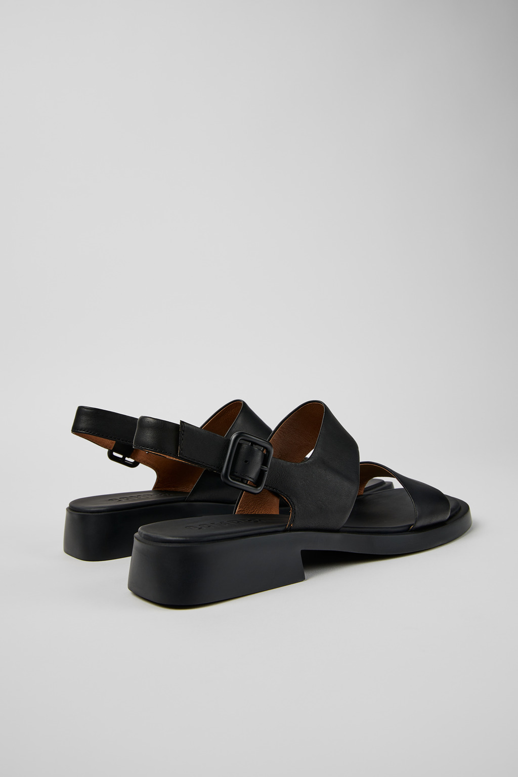 Dana Black Leather Sandals for Women. - Image 3