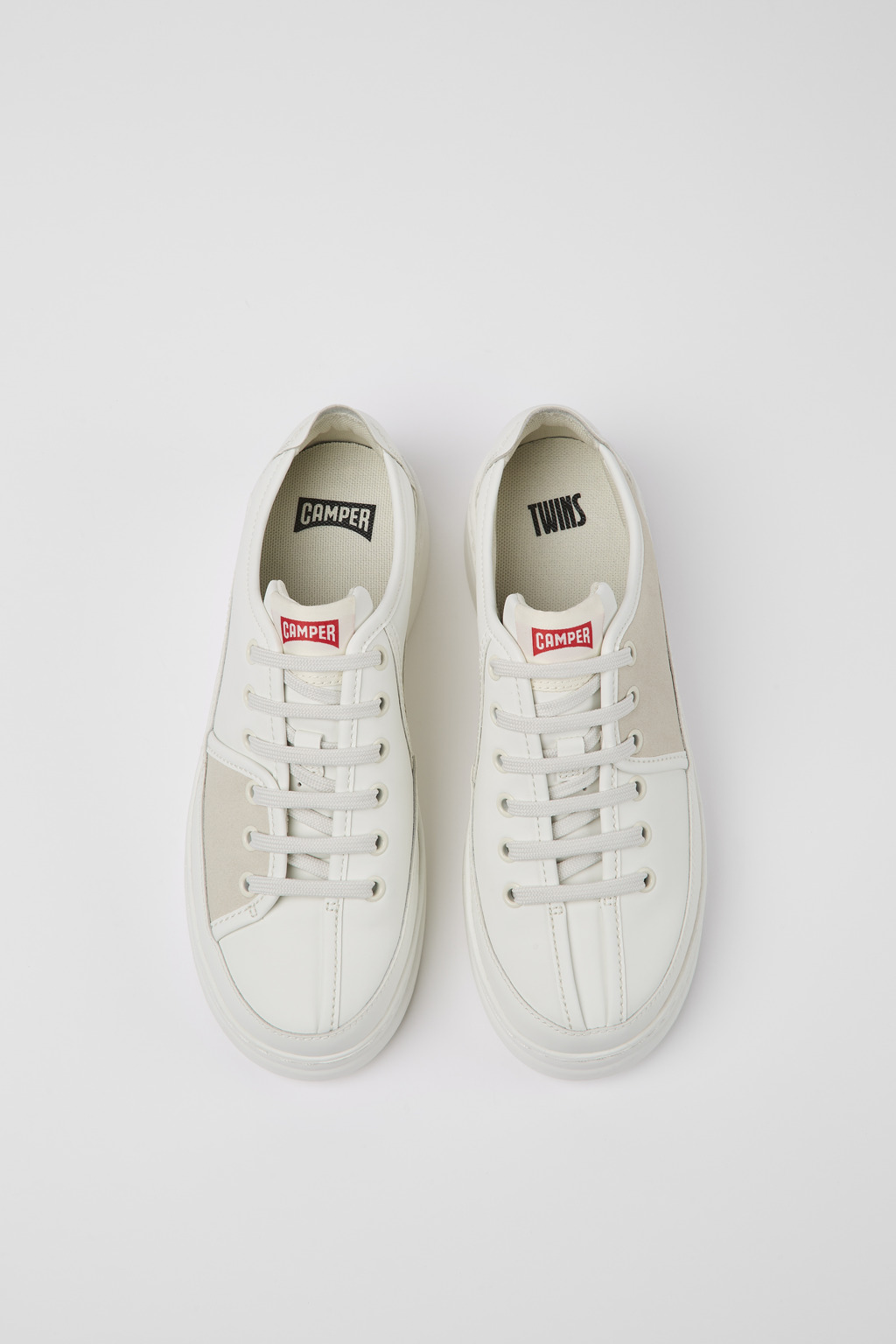 Twins White multicolored recycled leather sneakers for women - Image 4