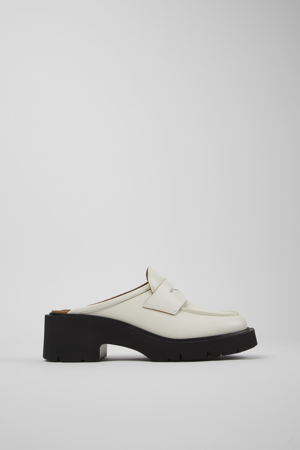 Milah White Leather Clog for Women - Image 2