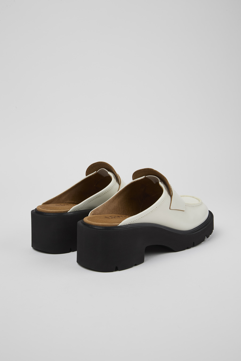 Milah White Leather Clog for Women - Image 3
