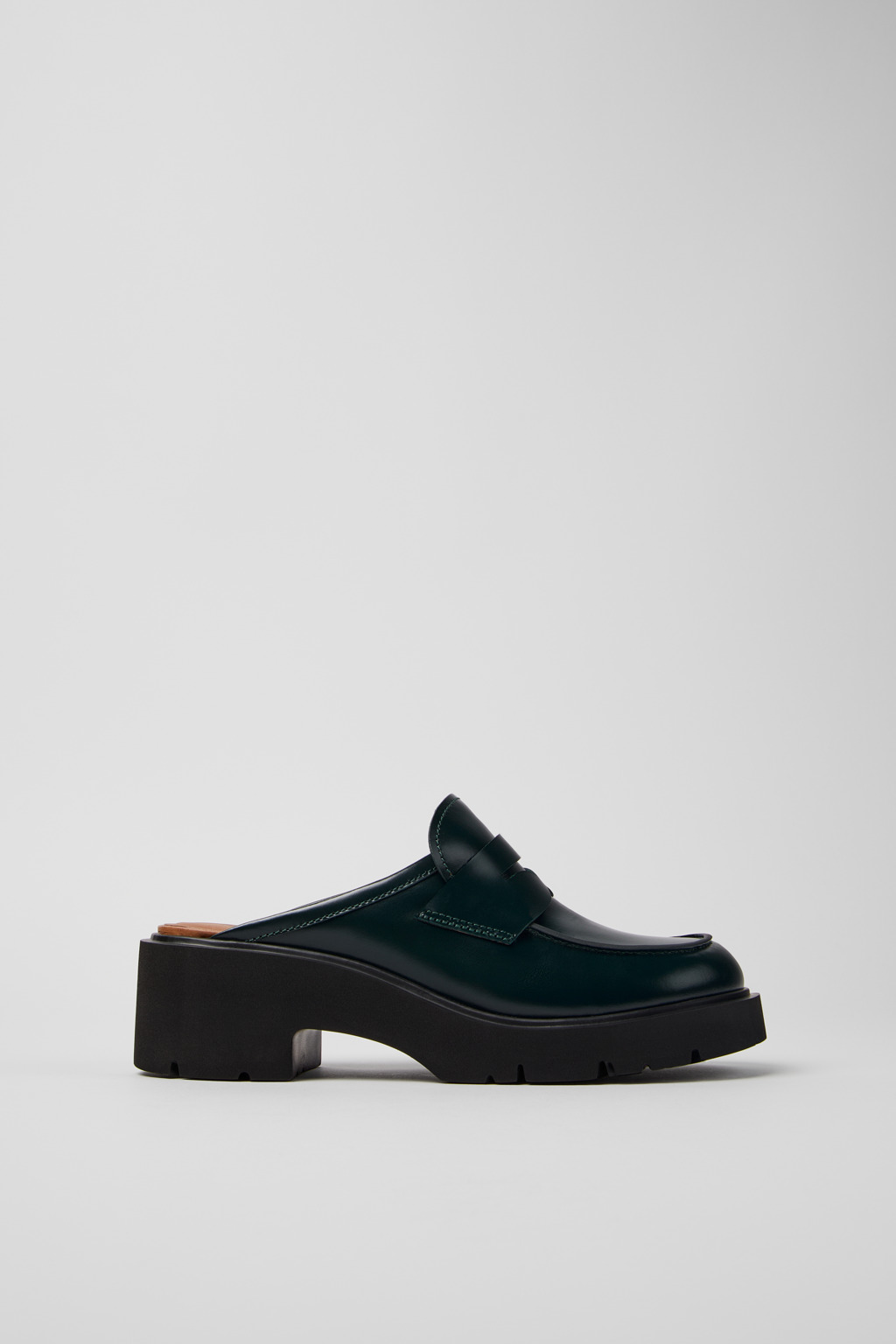 Milah Green Leather Clogs for Women - Image 2