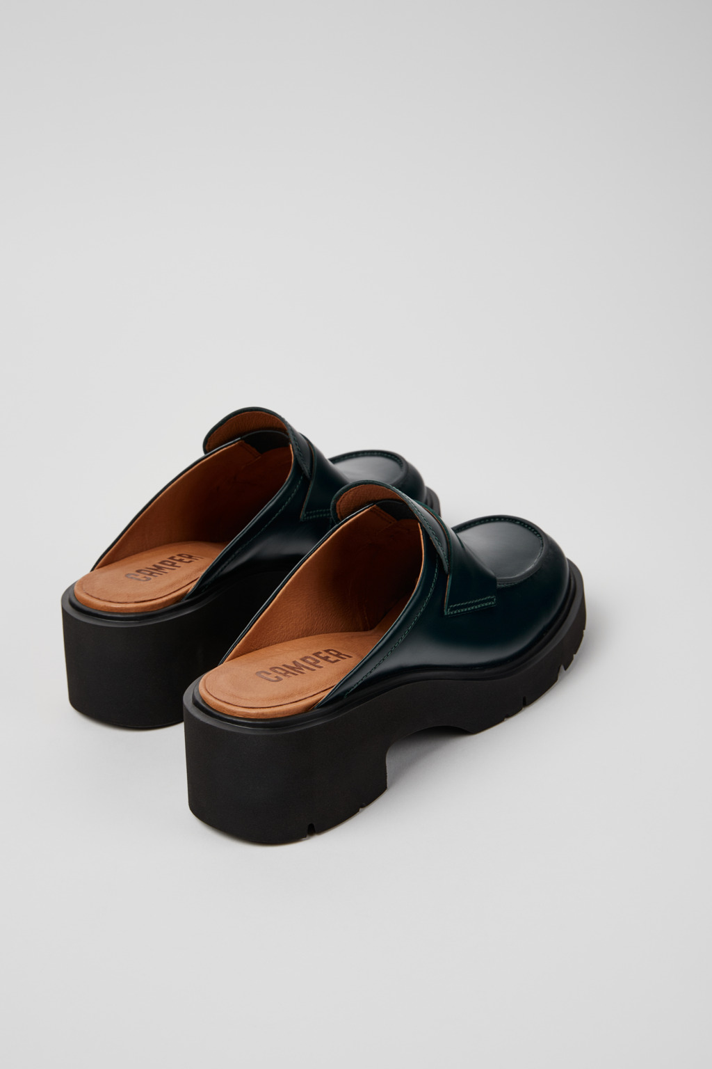 Milah Green Leather Clogs for Women - Image 3