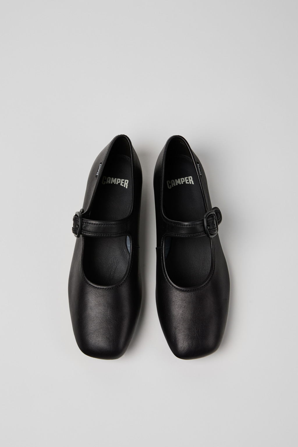 Casi Myra Black Leather Ballerinas for Women. - Image 4
