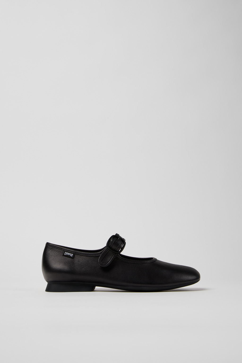 Casi Myra Black Leather Ballerinas for Women. - Image 2