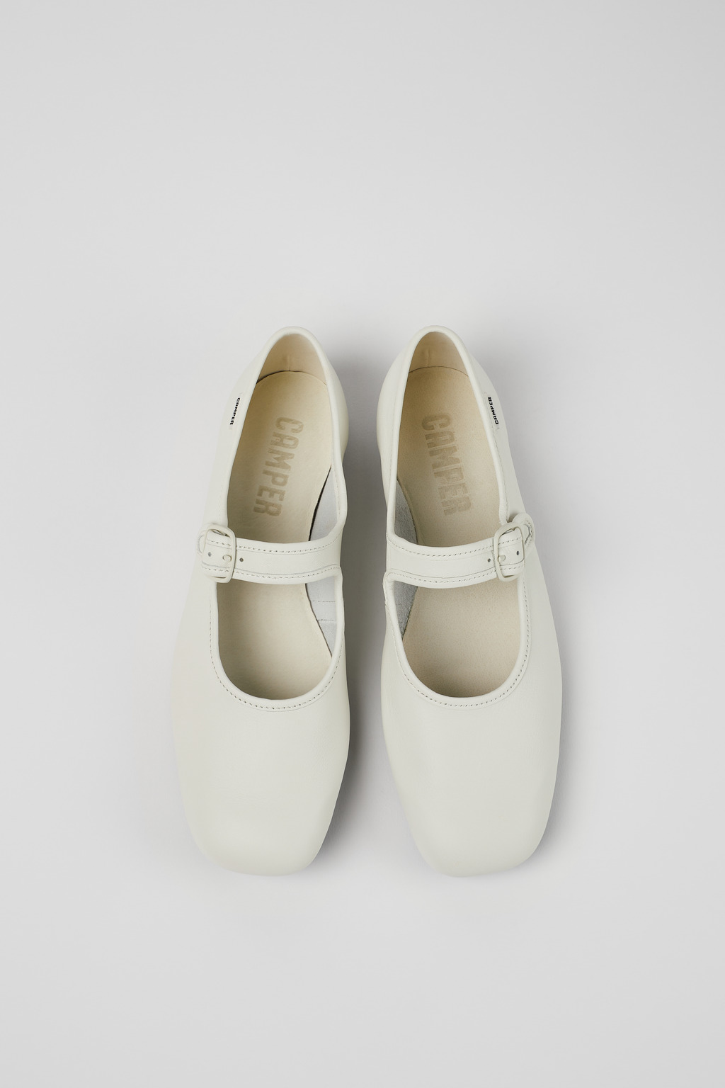 Casi Myra White Leather Ballerinas for Women. - Image 4