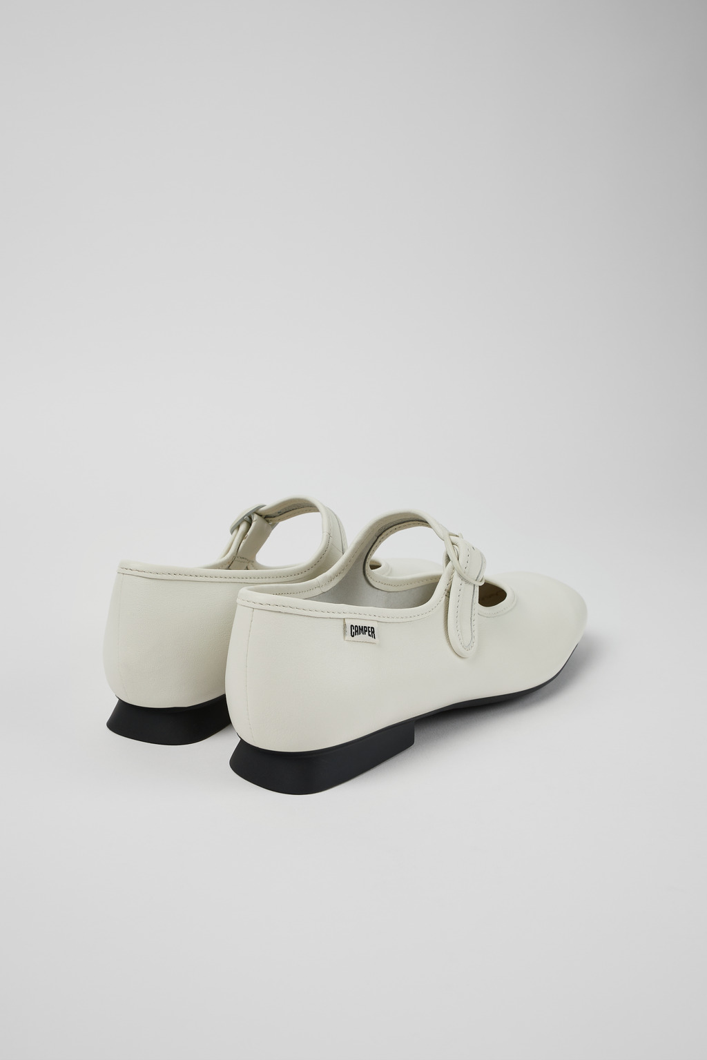 Casi Myra White Leather Ballerinas for Women. - Image 3