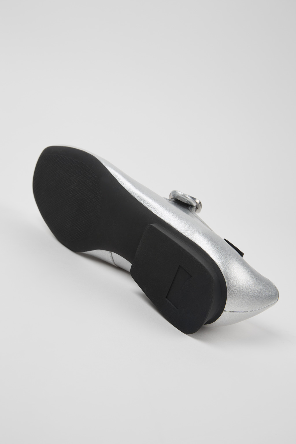 Casi Myra Gray Leather Ballerinas for Women. - Image 5