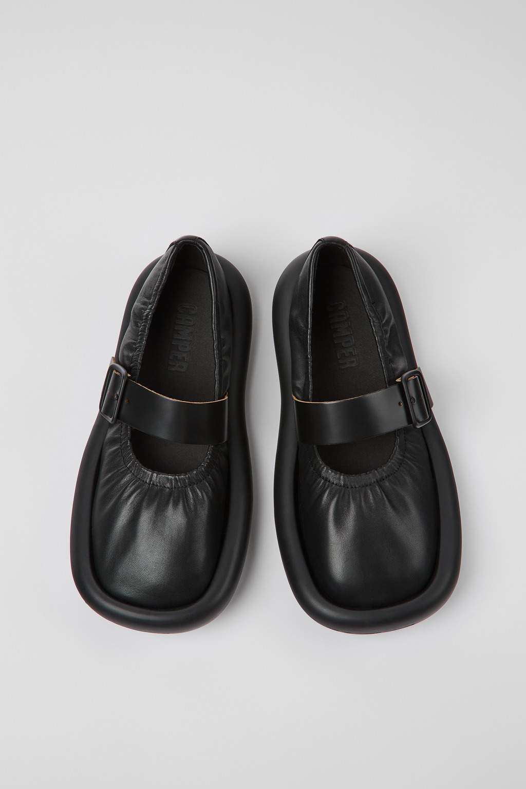 Aqua Black Leather Ballerina for Women - Image 4