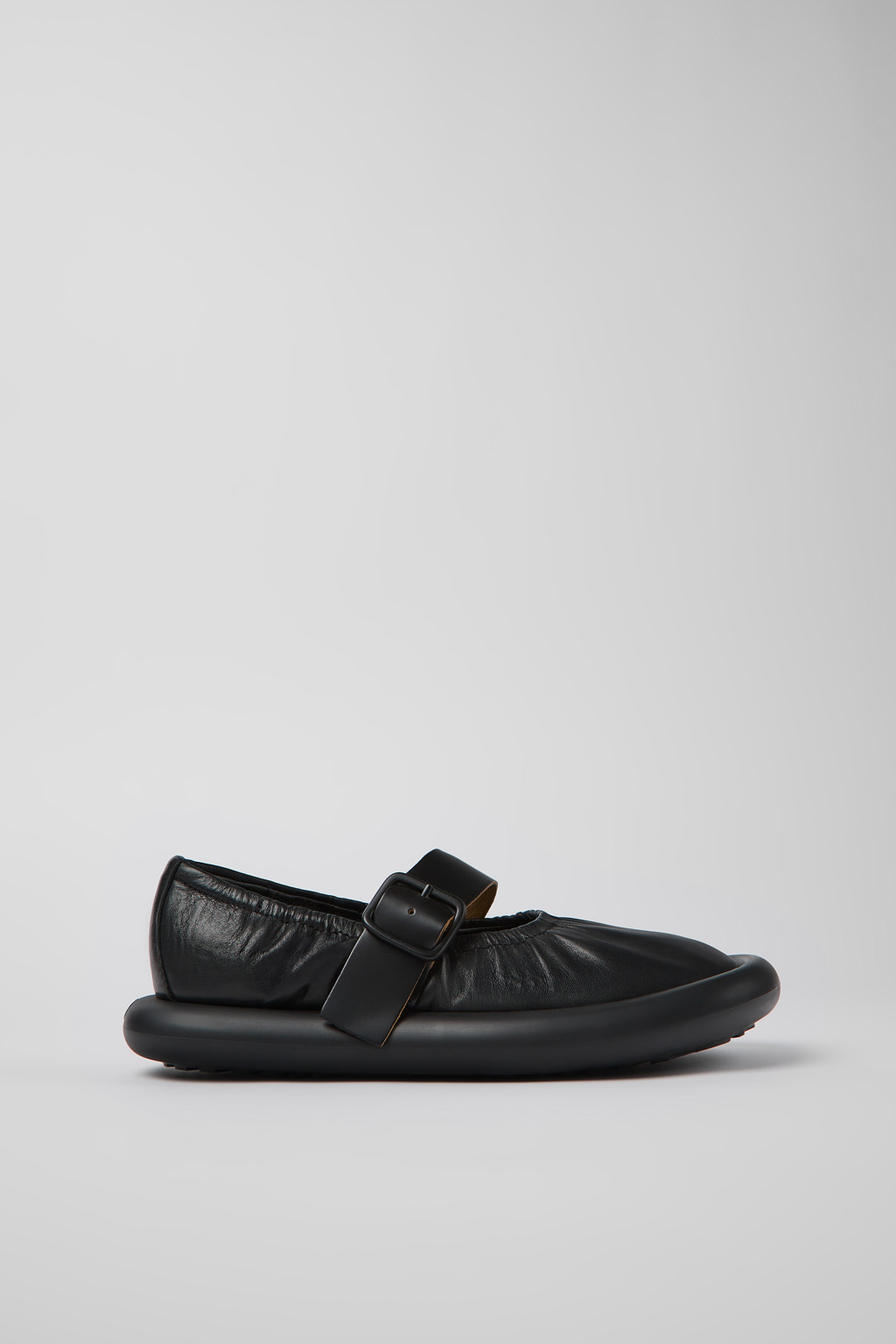 Aqua Black Leather Ballerina for Women - Image 2