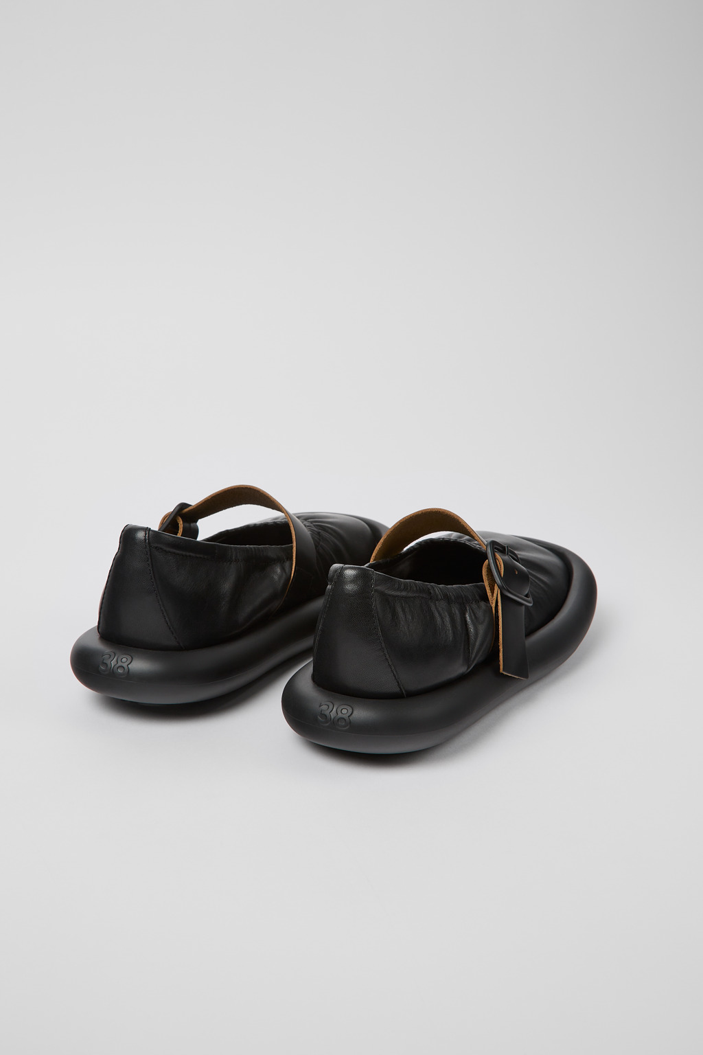 Aqua Black Leather Ballerina for Women - Image 3