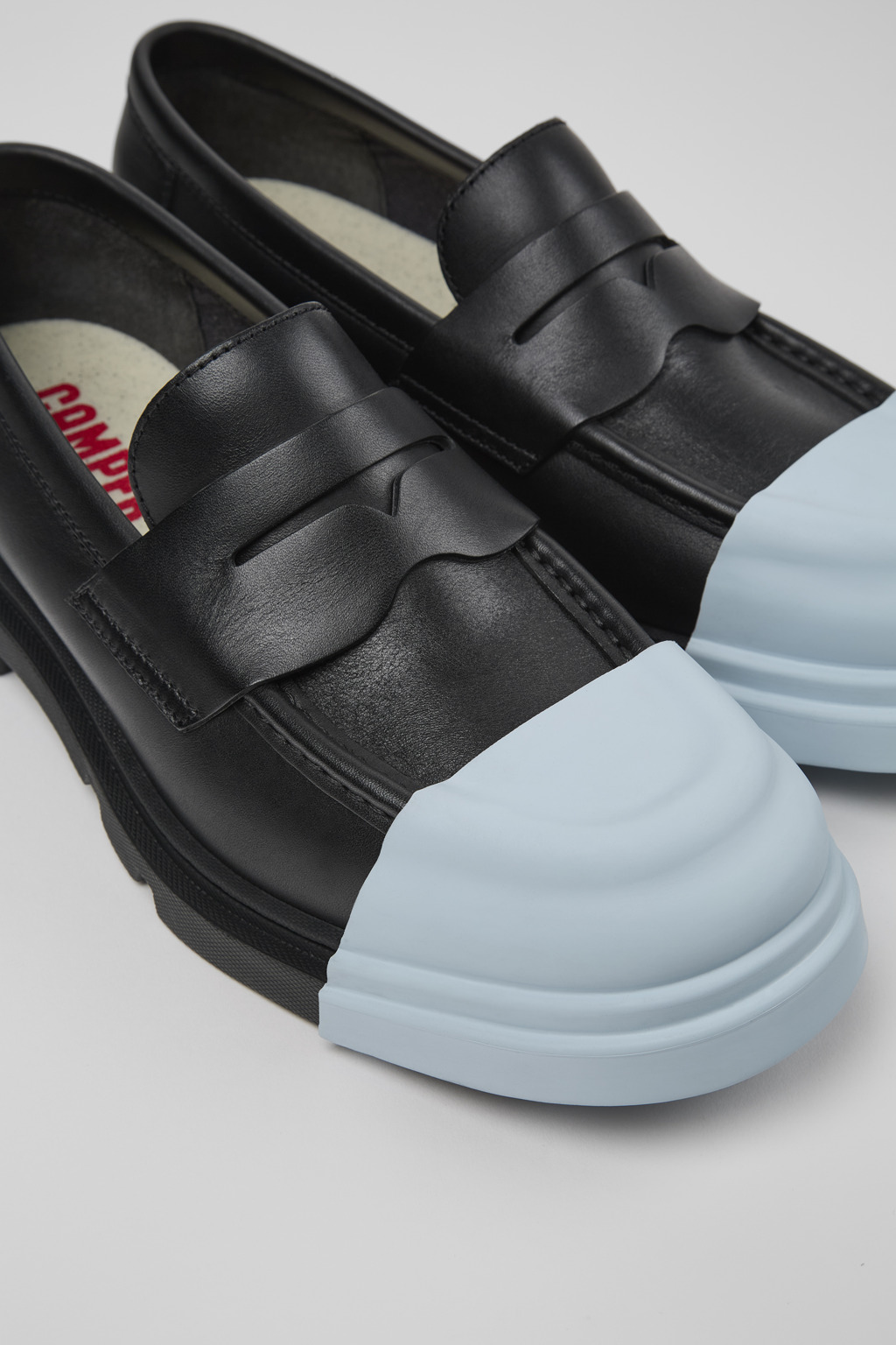 Junction Black leather loafers for women