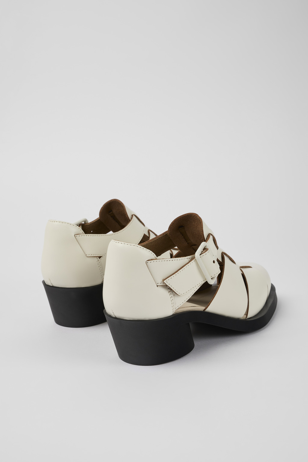 Bonnie White Leather Sandal for Women - Image 3
