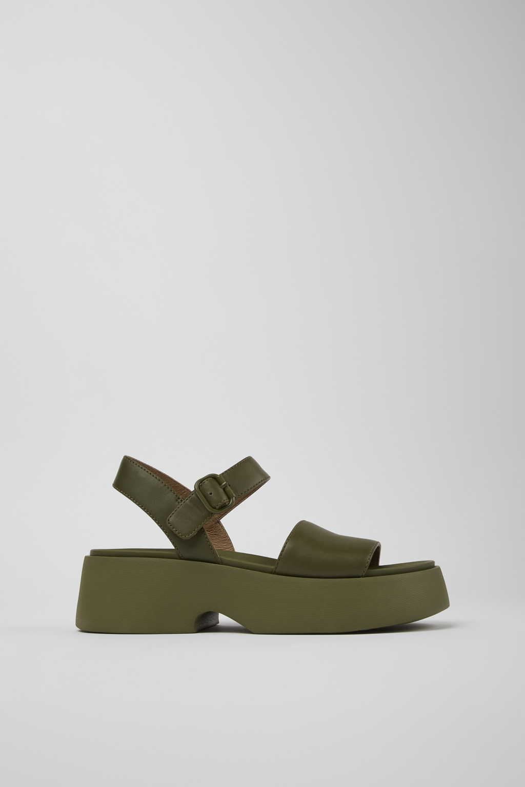 Tasha Green Leather Sandal for Women - Image 2