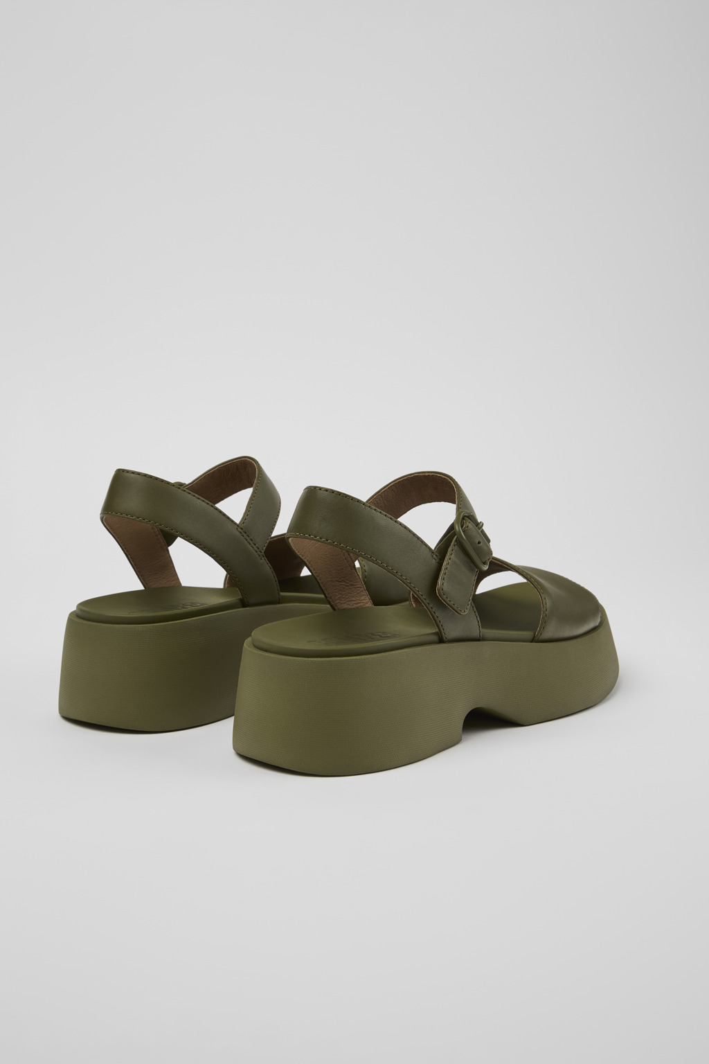 Tasha Green Leather Sandal for Women - Image 3