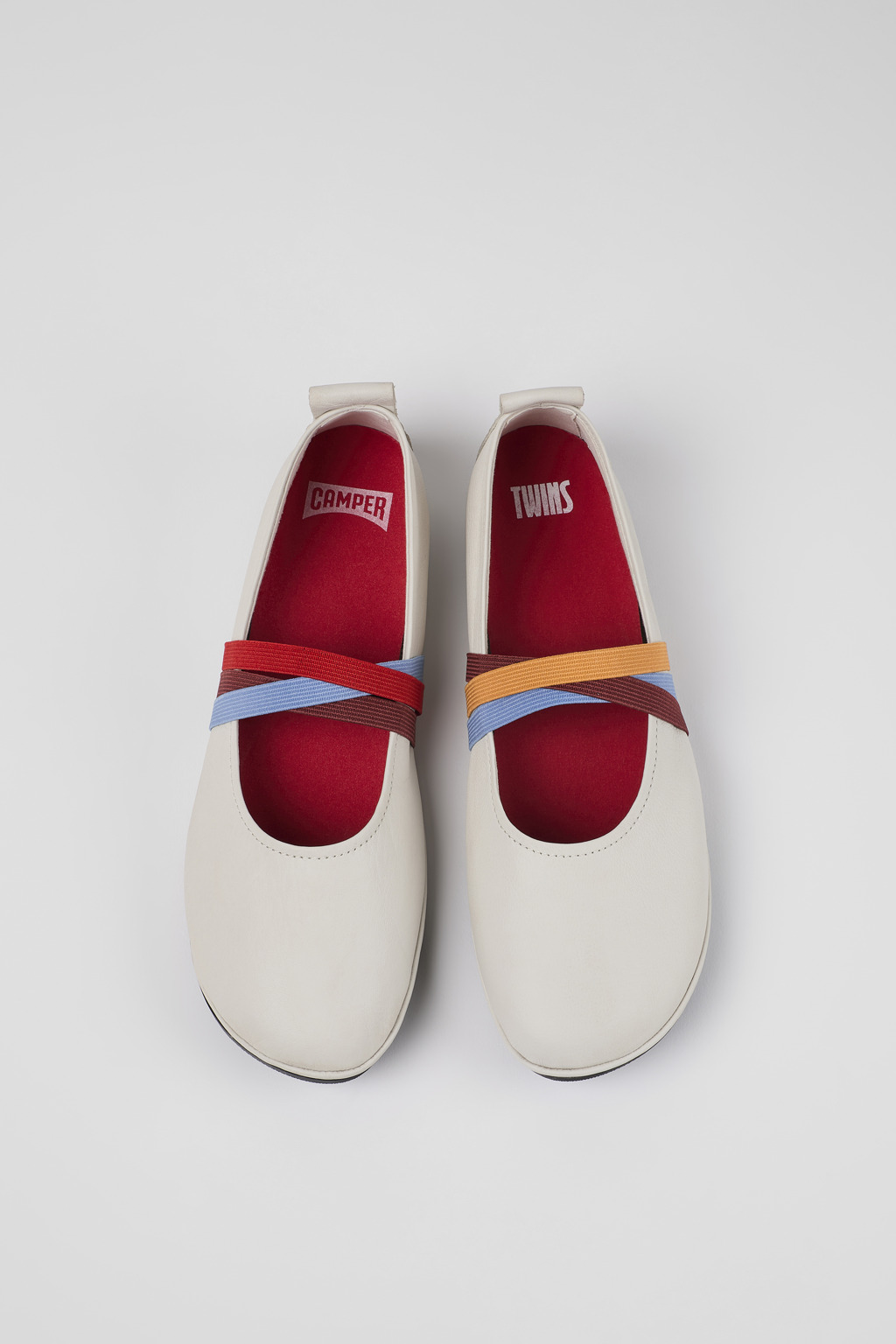 Twins White Leather Ballerina Shoes for Women with Rubber Outsoles. - Image 4