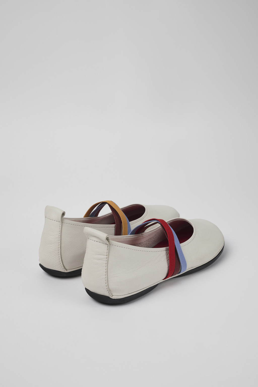 Twins White Leather Ballerina Shoes for Women with Rubber Outsoles. - Image 3