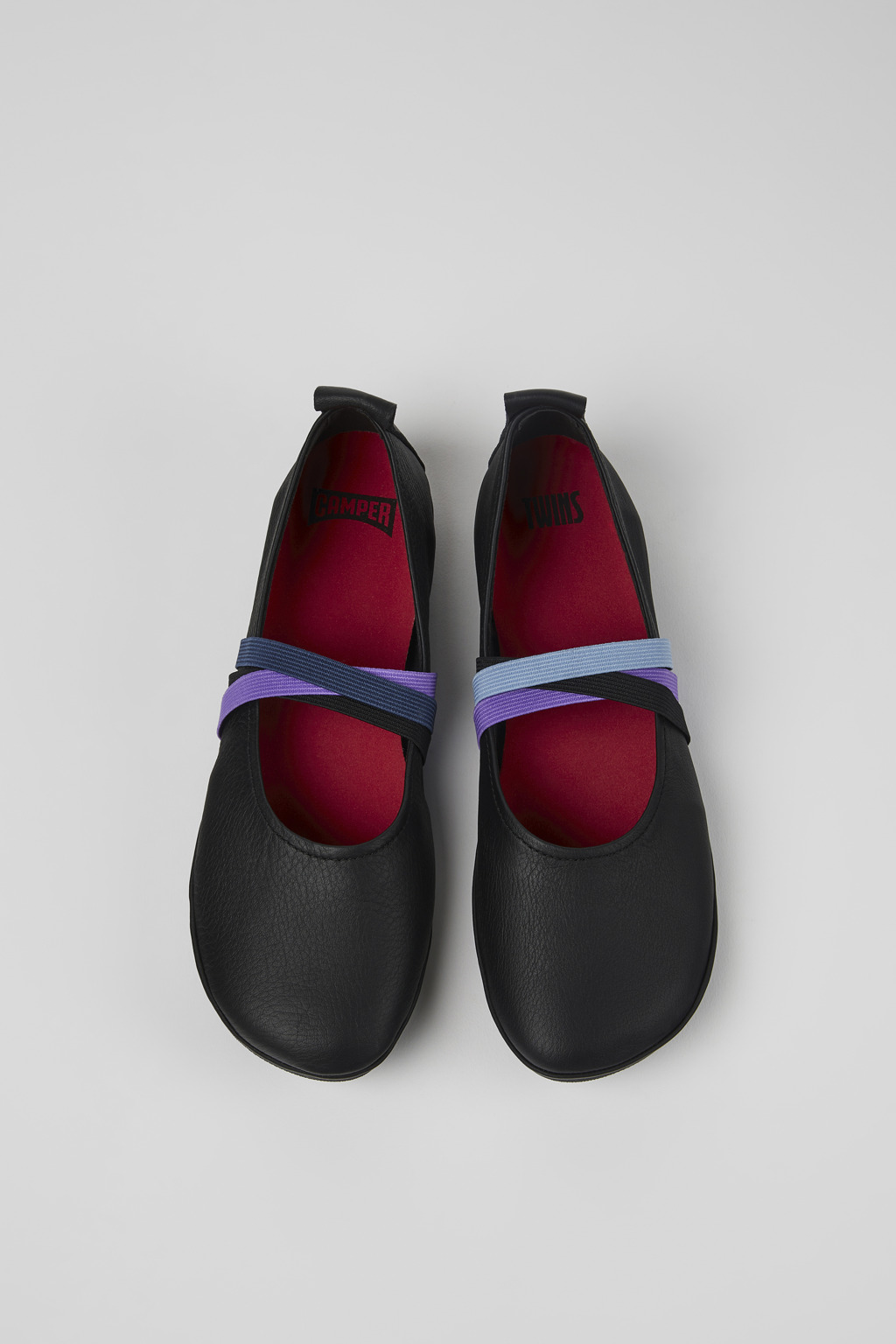 Twins Black Leather Ballerina for Women - Image 4