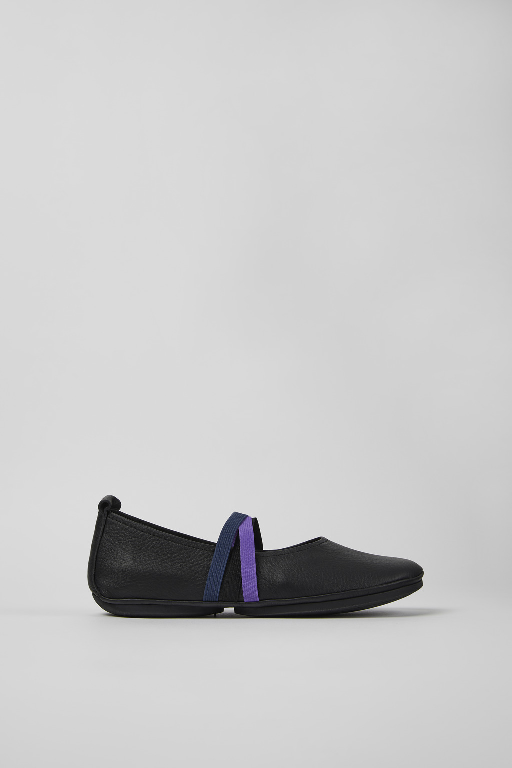 Twins Black Leather Ballerina for Women - Image 2