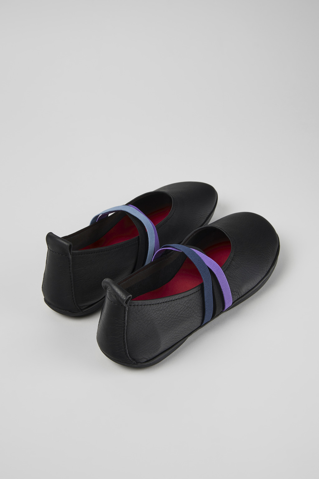 Twins Black Leather Ballerina for Women - Image 3