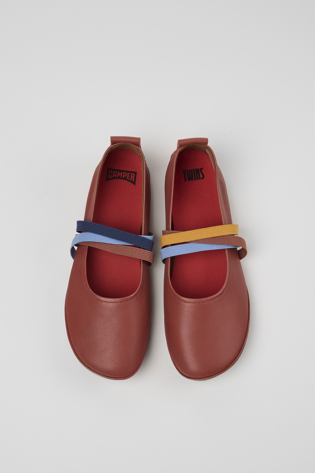 Twins Red Leather Ballerina for Women - Image 4