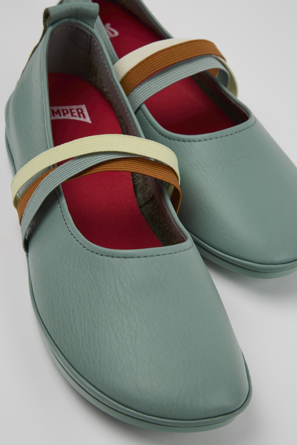 Twins Green Leather Moccasin Ballerina for Women.