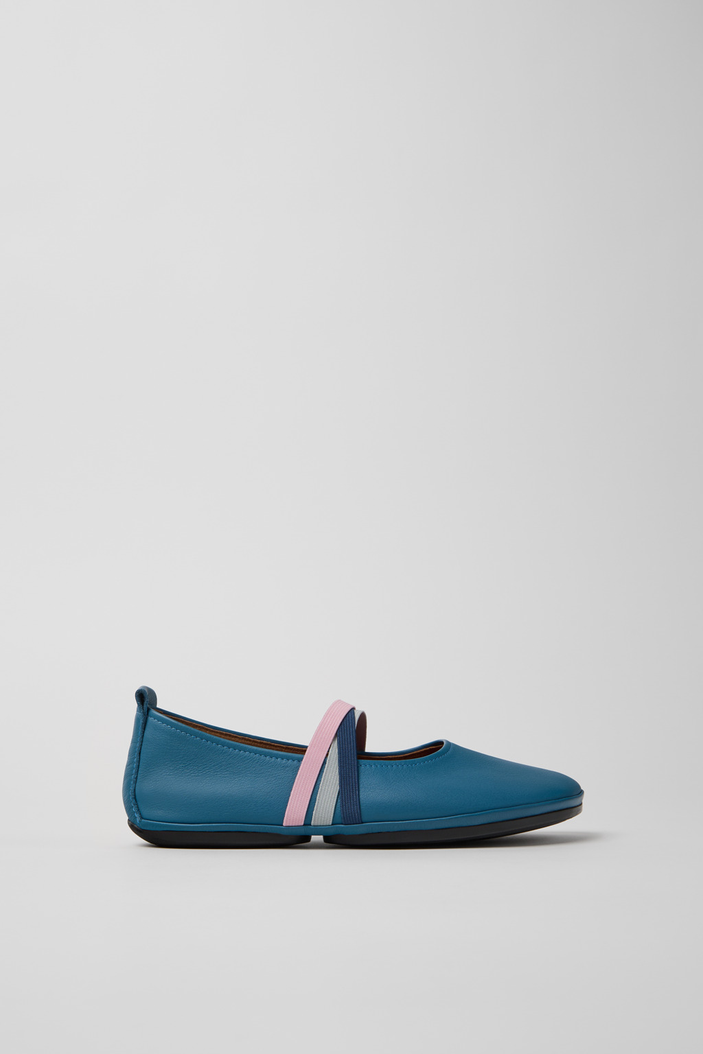 Twins Blue Leather Ballerina Shoes for Women. - Image 2