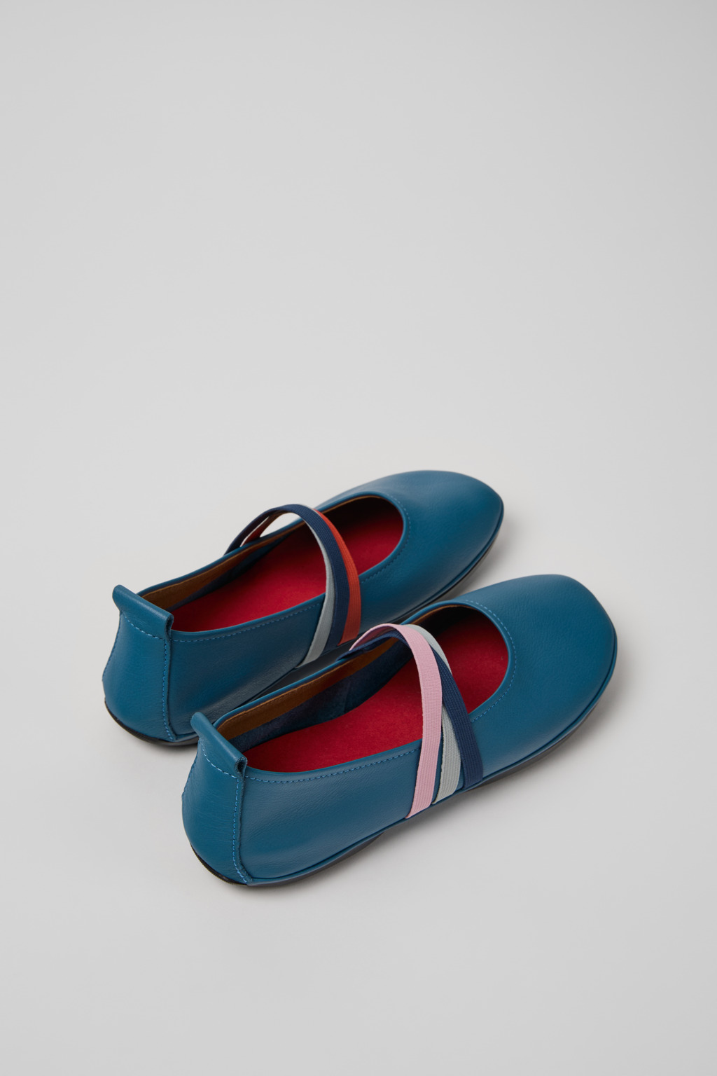 Twins Blue Leather Ballerina Shoes for Women. - Image 3