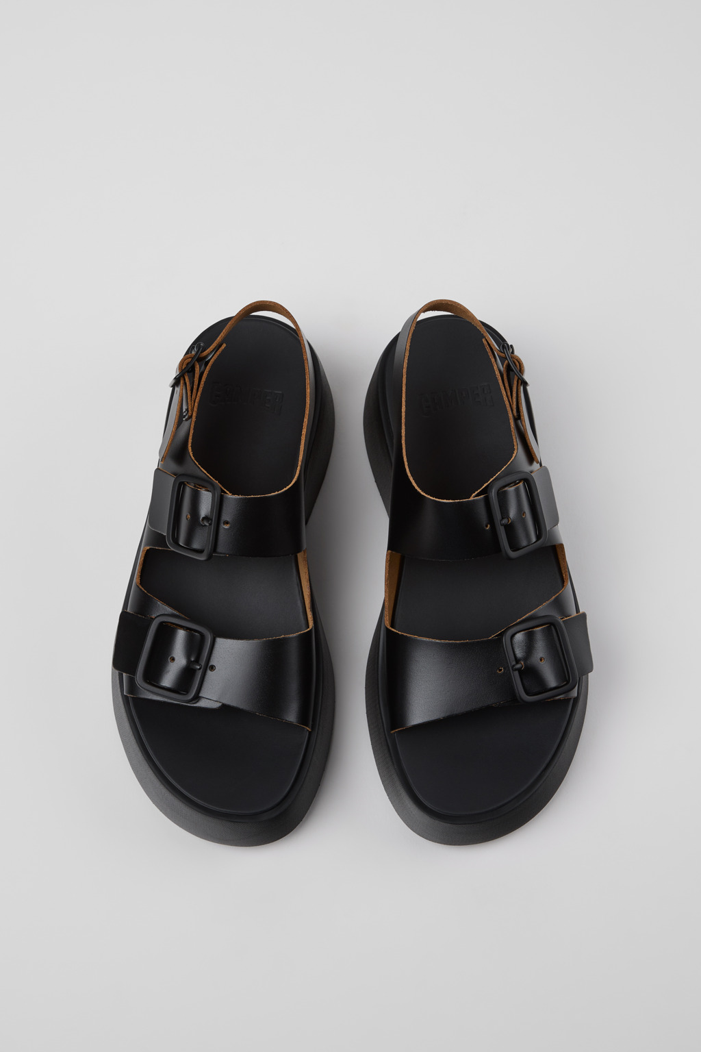 Tasha Black Leather Sandals for Women. - Image 4