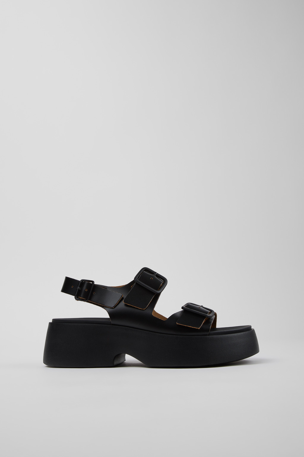 Tasha Black Leather Sandals for Women. - Image 2