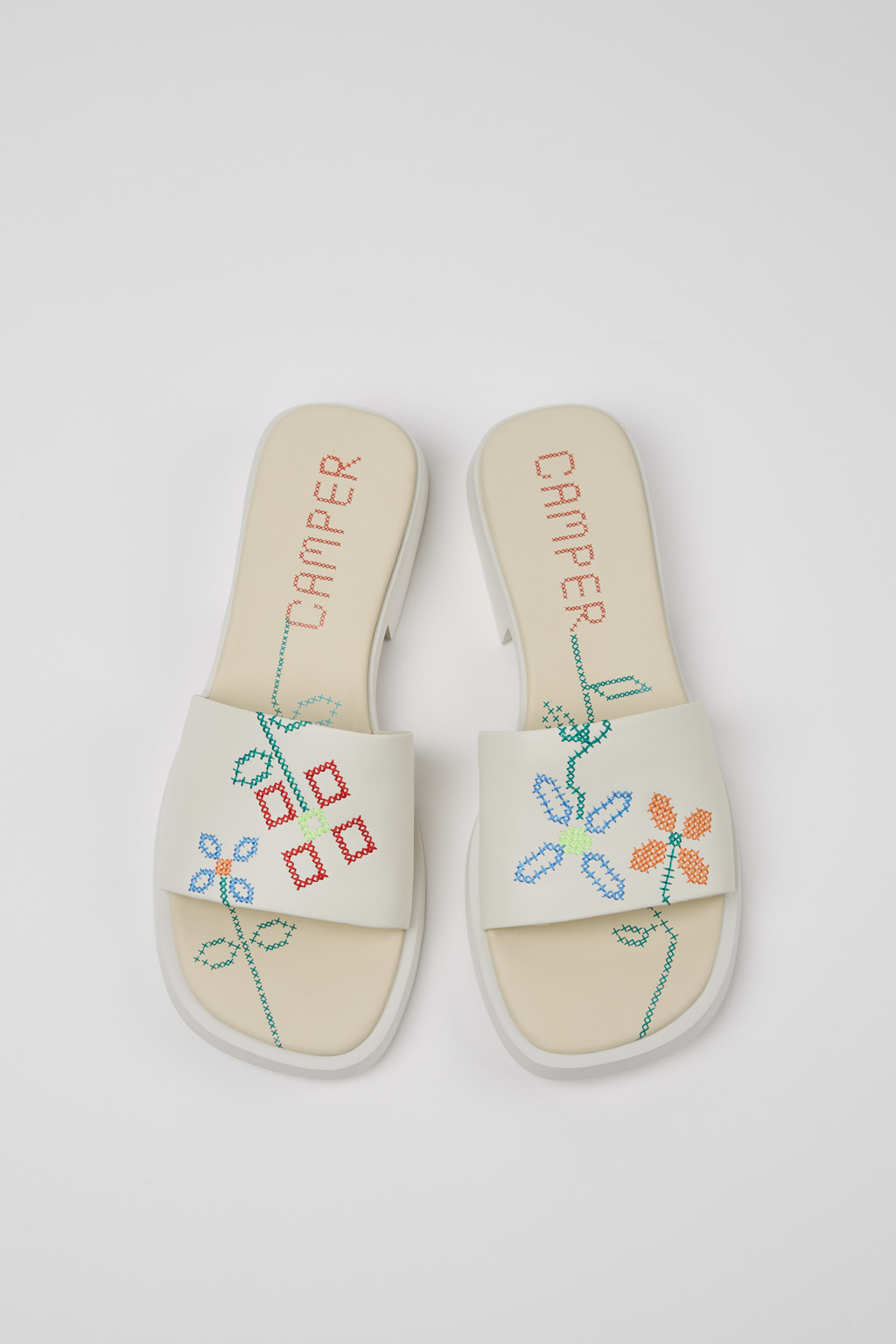 Twins White Leather Sandals for Women. - Image 4