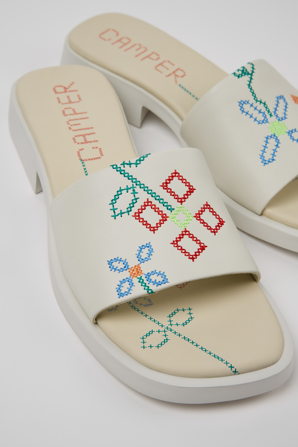 Twins White Leather Sandals for Women.